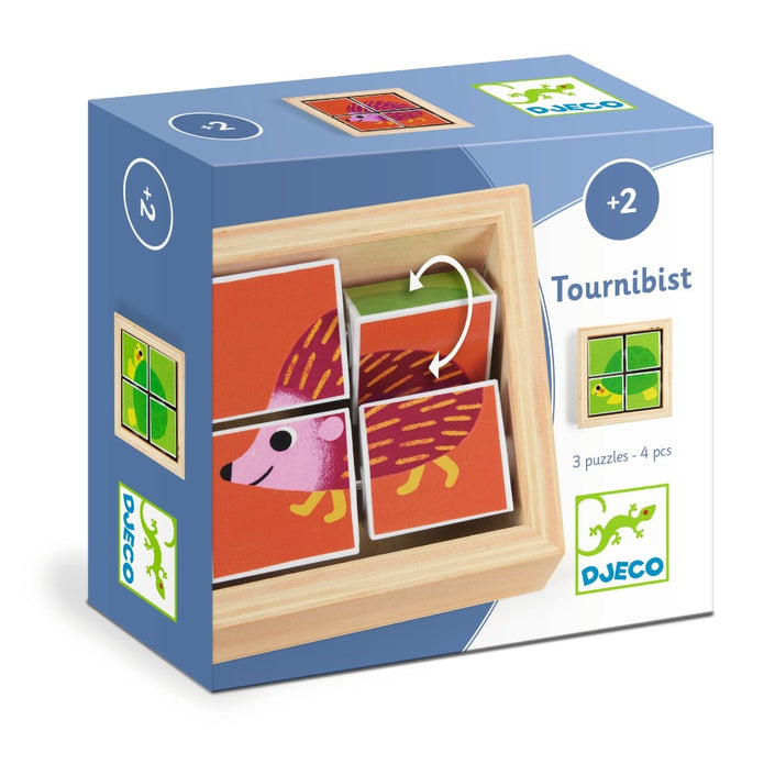 DJECO houten blokpuzzel Tournibist 4 stks / 2 jr+
