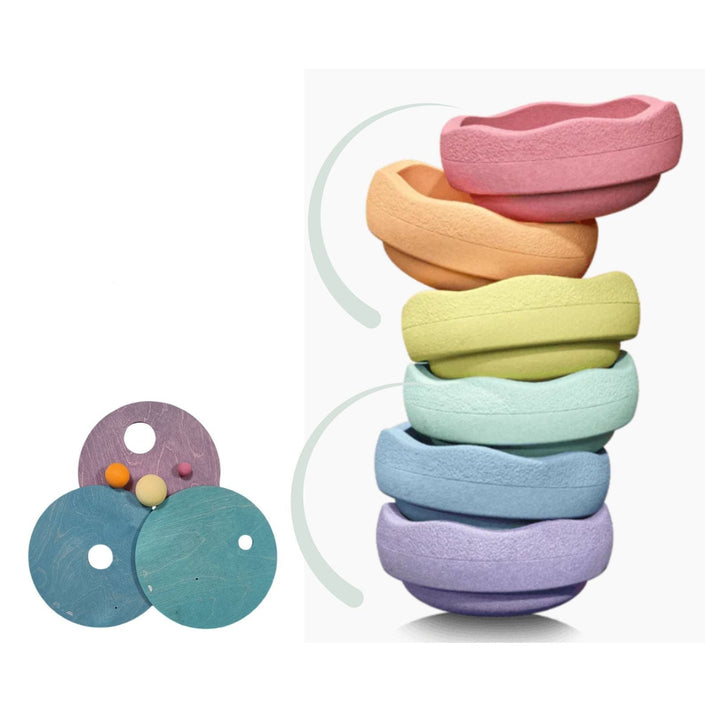 Grimms x Stapelstein Rolling Discs Cool Pastel 6 stks