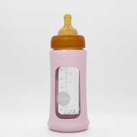 HEVEA glazen fles brede hals powder pink 250 ml 3 mnd+