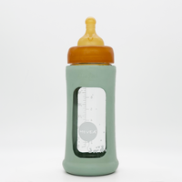 HEVEA glazen fles brede hals seafoam blue 250 ml 3 mnd+
