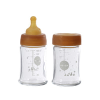 HEVEA glazen flessen brede hals slow flow 150 ml 0 mnd+