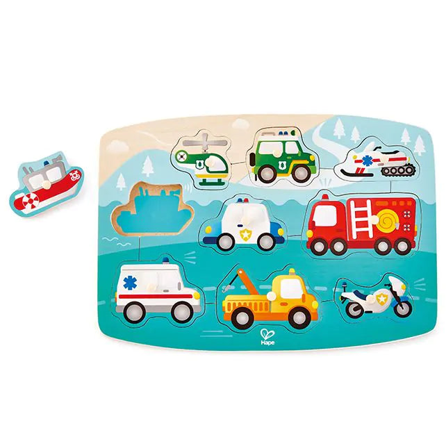 Hape knoppuzzel voertuigen hulpdiensten