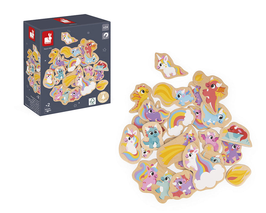 JANOD magneten Eenhoorns en Draken 2 jr+ / 24 stks3