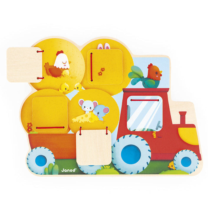JANOD puzzel Tractor met luikjes 12 mnd+4