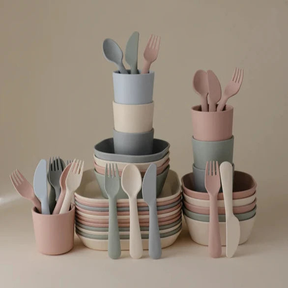 Mushie bestekset blush 3-delig