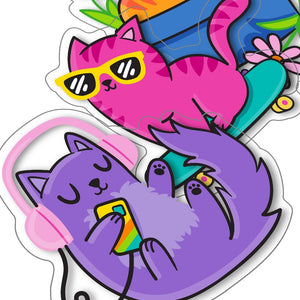 OOLY stickiville stickers Silly Kitties vinyl 4 stks