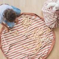 Play & Go opbergzak en speelkleed stripes brown