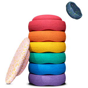 Stapelstein Water Lily special rainbow classic + balance board + gratis mini