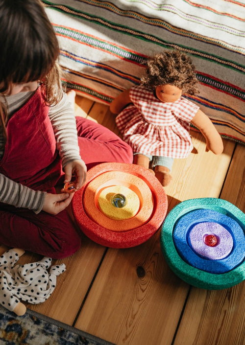 Stapelstein Bloom stacking stones 6 + 1 Rainbow pastel