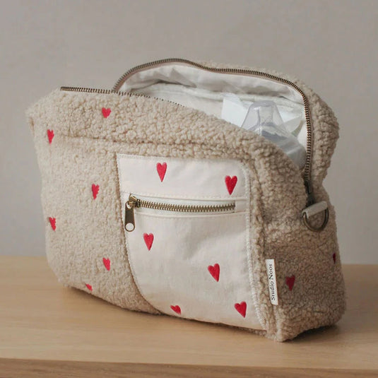 Studio Noos kinderwagen organizer teddy ecru hearts