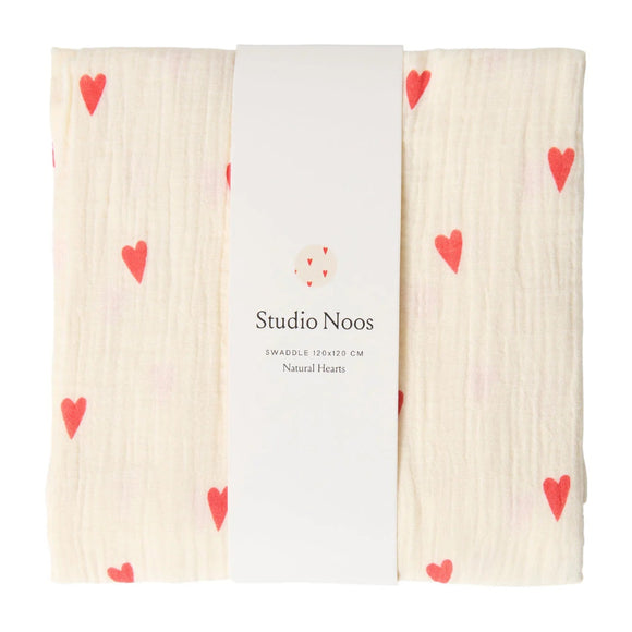 Studio Noos hydrofiele doek beige hearts 120x120 6151900154134 a