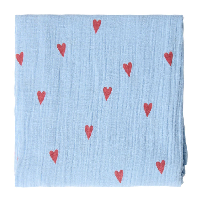 Studio Noos hydrofiele doek light blue hearts 120x120 6151900094027 c