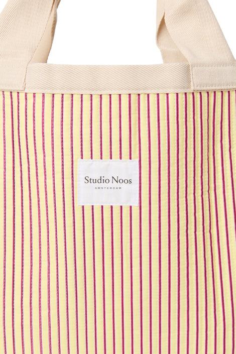 Studio Noos poplin beach bag butter yellow striped 6151908030041 e