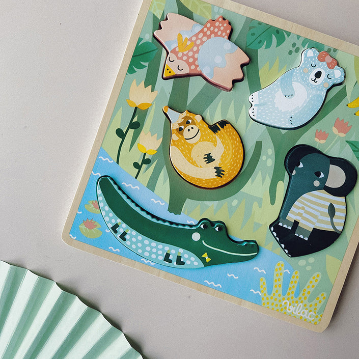 VILAC tactile puzzle jungle 5 pcs / 18 m+