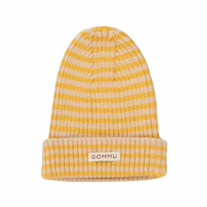 We are gommu poppenbeanie Light Cream Mustard stripes 3 jr+