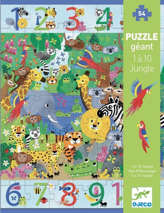 DJECO jumbo puzzle 1 to 10 jungle 4 yrs+/ 54 pcs