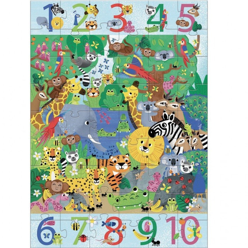 DJECO jumbo puzzle 1 to 10 jungle 4 yrs+/ 54 pcs