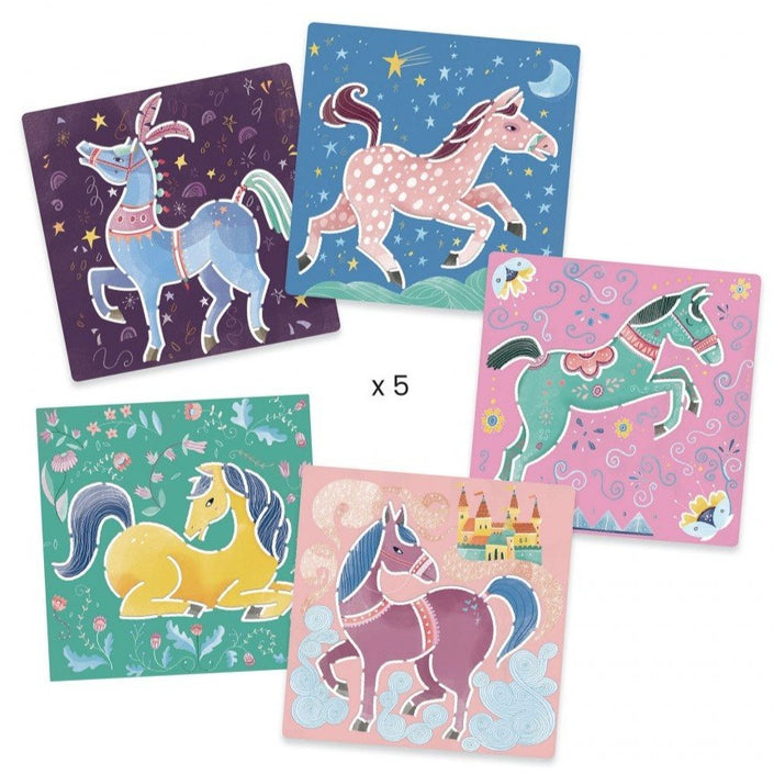 DJECO drawing templates horses 4 yrs+