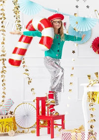 Foil balloon candy cane red white 82 cm