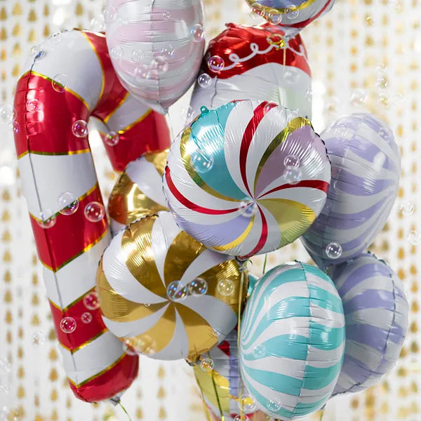 Foil balloon candy cane red white 82 cm