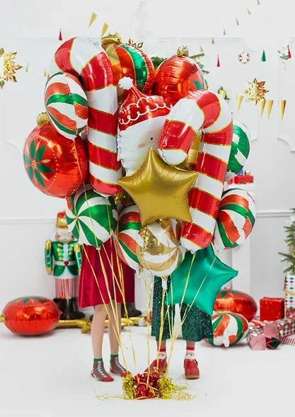 Foil balloon candy cane red white 82 cm