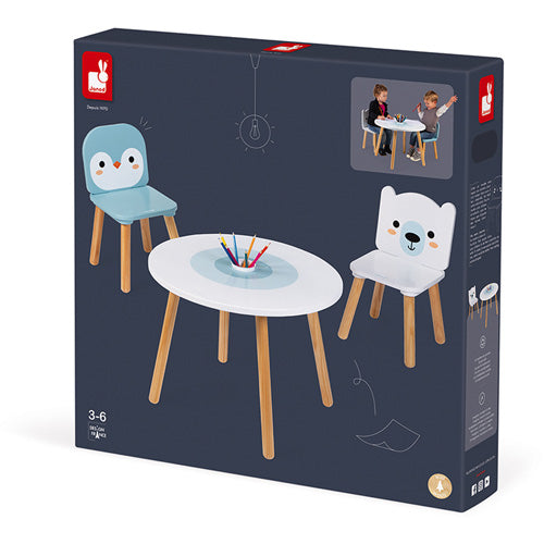JANOD children's table + chairs Polar