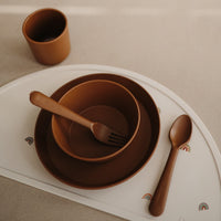 Mushie plates caramel