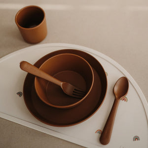 Mushie plates caramel