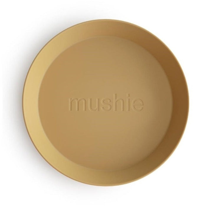 Mushie plates mustard