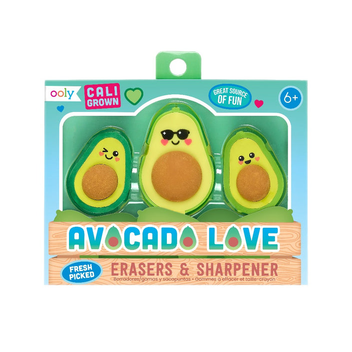 OOLY erasers + pencil sharpener avocado 6 yrs+