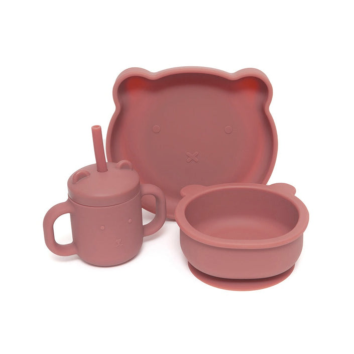 Petit Monkey silicone plate bear mahogany rose