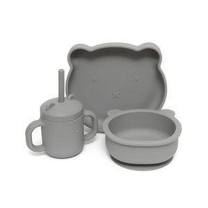 Petit Monkey silicone sippy cup with ears pewter green