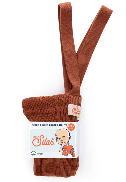 Silly Silas tights with feet cotton cinnamon 0-2 m