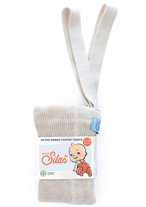 Silly Silas tights with feet cotton cream 0-2 m