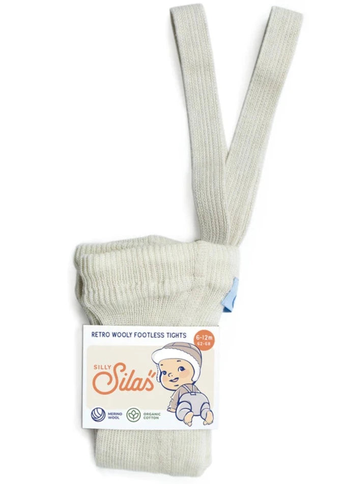 Silly Silas tights without feet wool cream 6-12 m – PSiloveyou