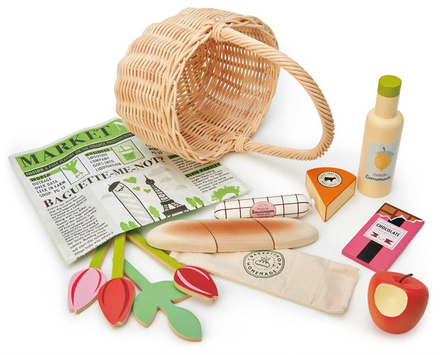Tender Leaf Toys shopping basket with groceries 3yrs+