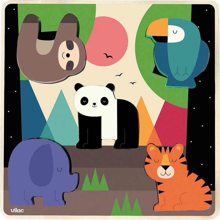 VILAC puzzle with sound jungle 5 pcs / 18 m+