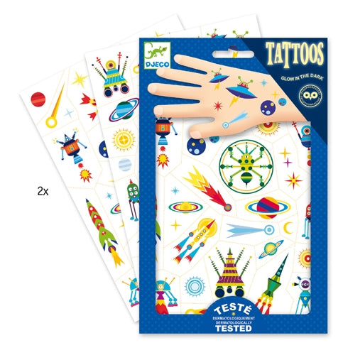 DJECO glow in the dark tattoos Space Oddity