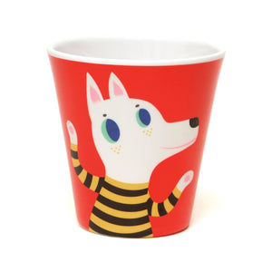 Petit Monkey melamine cup dog and wolf red