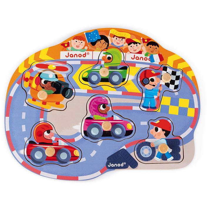 JANOD button puzzle racing 18 months +