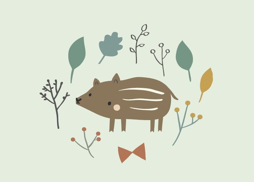 Petit Monkey postcard baby boar mint