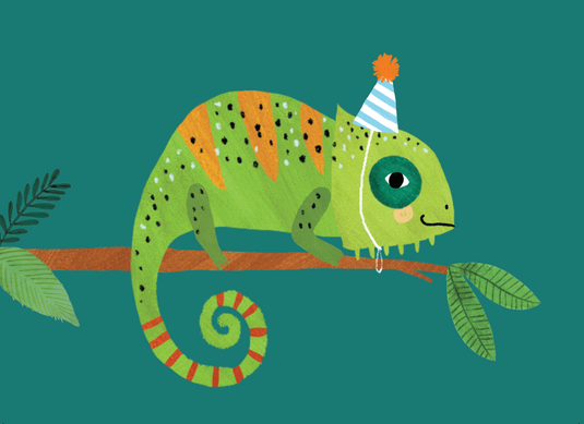 Petit Monkey postcard Cameleon