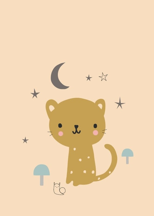 Petit Monkey postcard leopard peach