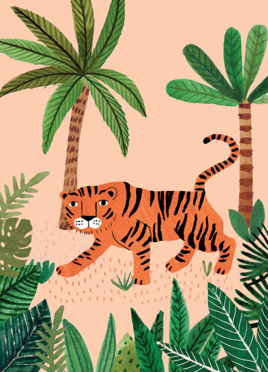 Petit Monkey postcard Savannah tiger