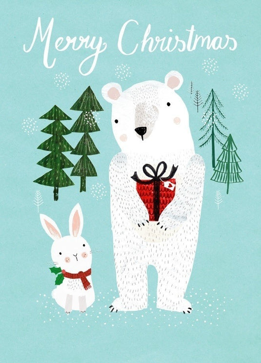 Petit Monkey postcard x-mas polar bear