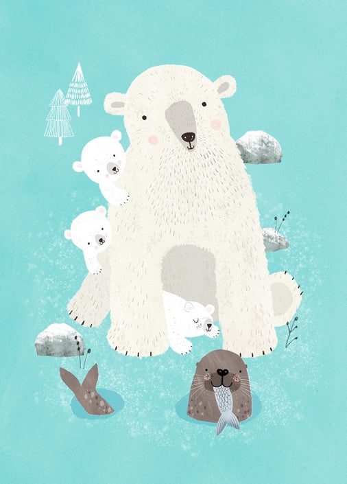 Petit Monkey postcard Nanook & cubs