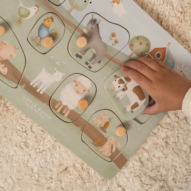 Little Dutch knoppuzzel met geluid Little Farm 1 jr+