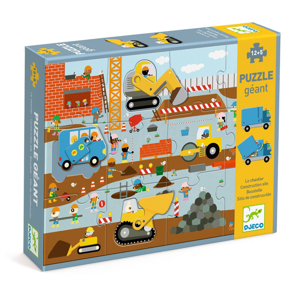 DJECO beweegbare puzzel XL bouwplaats 3 jr+DJ07167