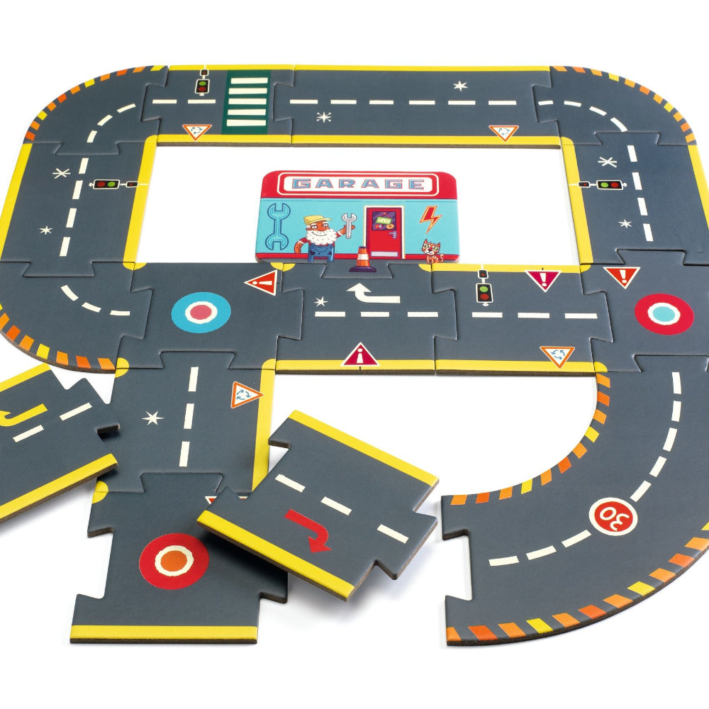DJECO vloerpuzzel autoweg Crazy Motors 3 jr+DJ05498b
