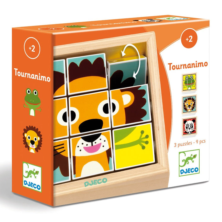 DJECO wooden block puzzle Tournanimo 9 pcs / 2 yrs+